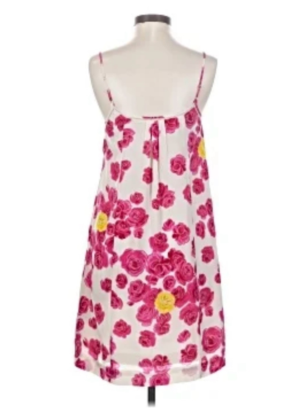 Anthropologie/Moulinette Soeurs White Slip Dress with Pink and Yellow Rose Print